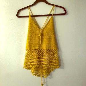 Boho Yellow Crochet tank top